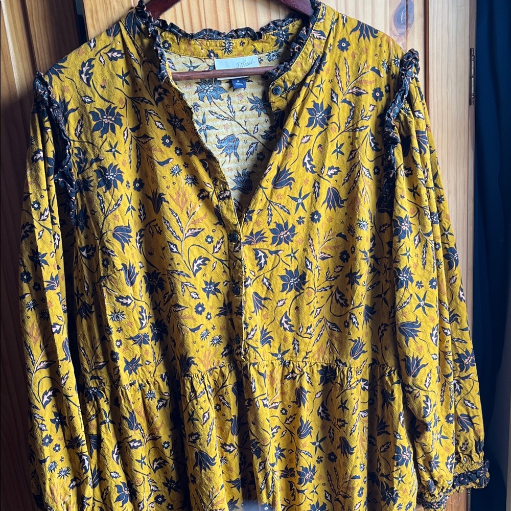 Universal Thread Mustard Floral Midi length long sleeved Dress